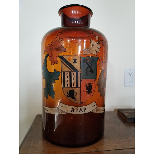 Large Decorative Apothecary Jar With Coat of Arms Chairish