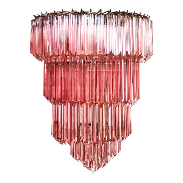 Pink Murano Glass Chandelier, 1980s For Sale