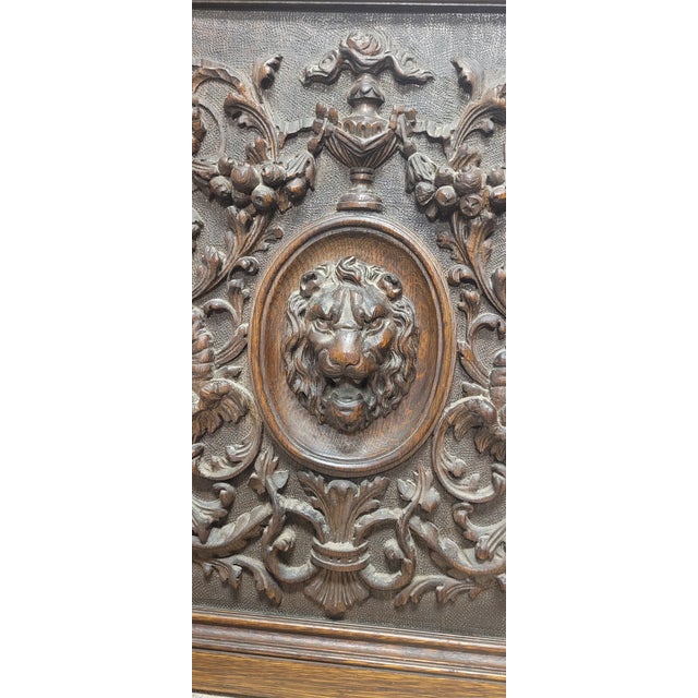 Pair Antique Ornately Carved Lion Panels For Sale - Image 10 of 13