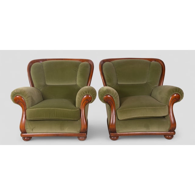 Vintage Chairs in Green Velvet and Bentwood, 1940s, Set of 2 For Sale - Image 9 of 9