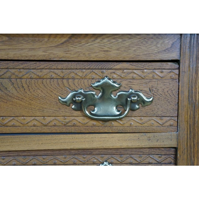 Antique Victorian Eastlake Carved Oak Parlor Cabinet Washstand Commode Chest 30" For Sale - Image 9 of 18