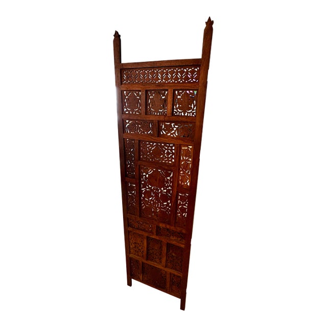 Hand-Carved Indian Teak Jali Architectural Screen Panel For Sale