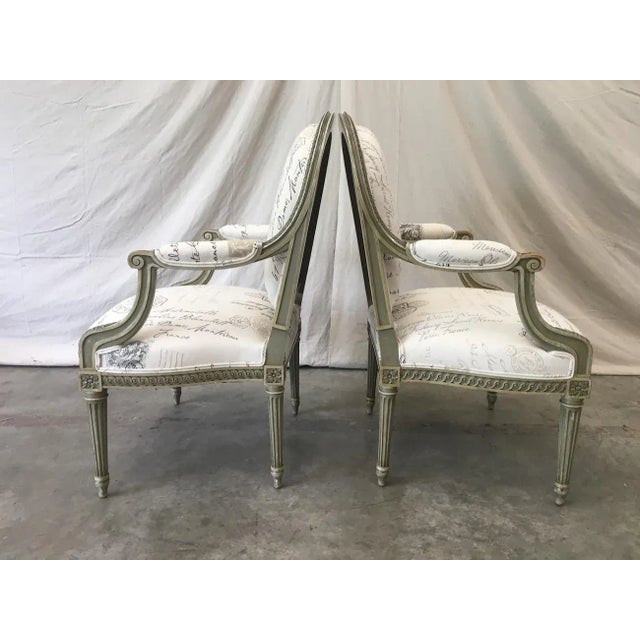 French French Antique Painted Armchairs - a Pair For Sale - Image 3 of 13