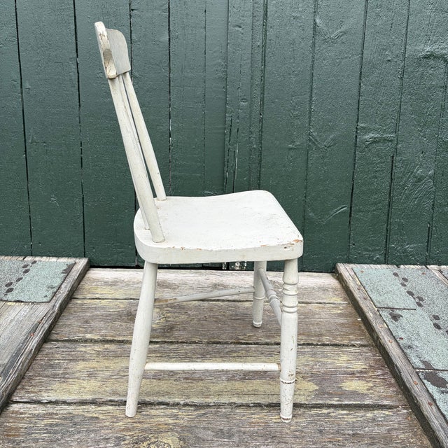Mid 19th Century Painted Plank Seat Grange Chairs From Maine -Set of 10 For Sale - Image 5 of 13