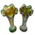 A pair of vintage Fenton Carnival glass swung vases, dating to the 1960s, with tall elegant forms and distinctive hand-...
