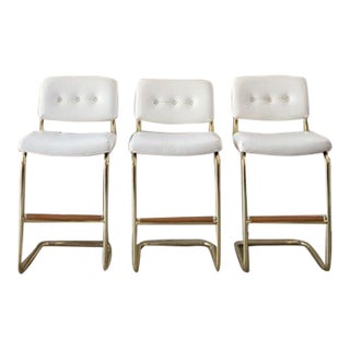 Postmodern Chromcraft Cantilever Counter Stools - Set of 3 For Sale