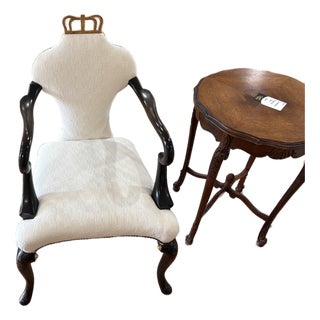Baker Queen Anne Armchair With Gold Crown Crest - Stately Homes Collection For Sale