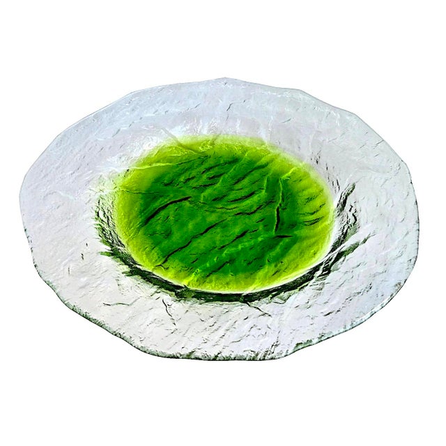 Offered is a set of 12 ice-like textured glass "Kivi" pattern dinner plates created by Finnish designer Pertti Juhani...