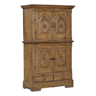 Antique Indian Carved Teakwood/Fruitwood Armoire For Sale