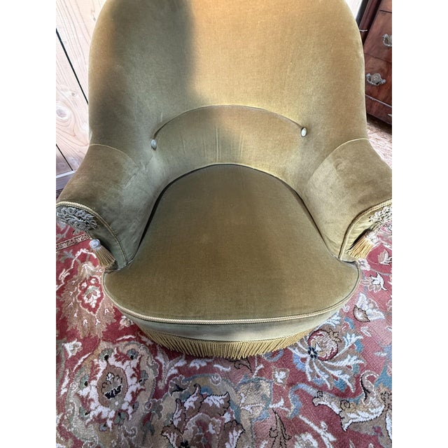 1960s Napoleon III Style Toadstool Armchairs in Two-Tone Velvet, 1960s, Set of 2 For Sale - Image 5 of 9