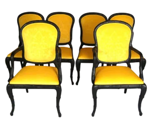 Serge Roche Style Yellow Dining Chairs - Set of 6