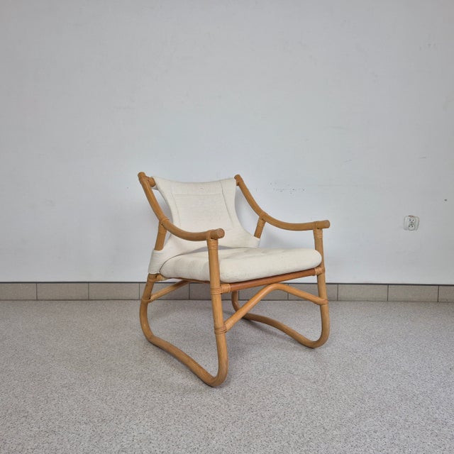 Mid-Century Danish Bamboo and Wool Lounge Chair, 1970s For Sale - Image 12 of 12