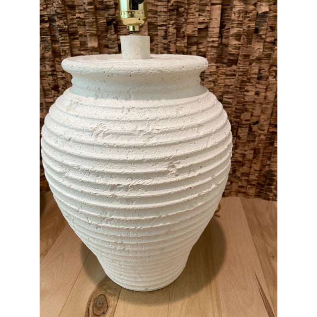 Pair of 1980’s Neutral Organic Texture Lamps For Sale - Image 4 of 12
