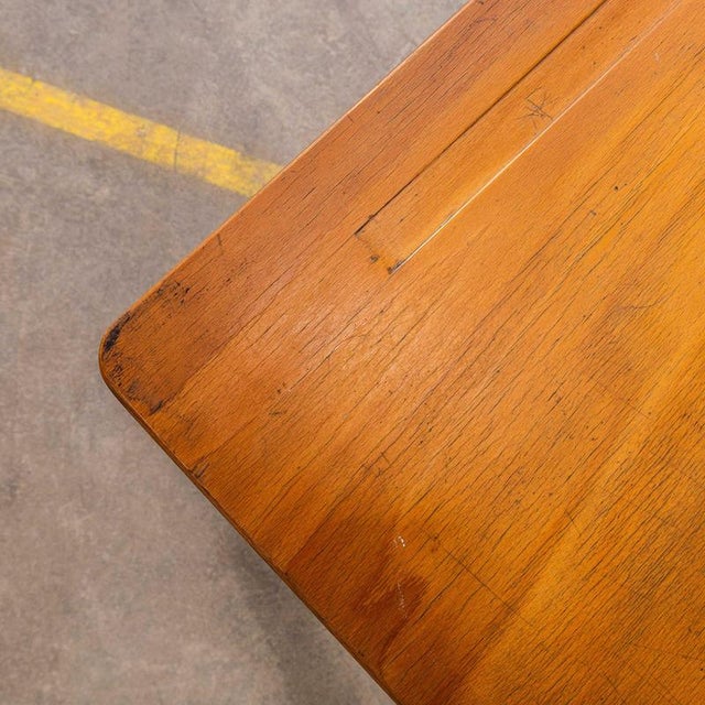 Wood Mid-Century French Double School Desk or Console Table from Mullca, 1960s For Sale - Image 7 of 8