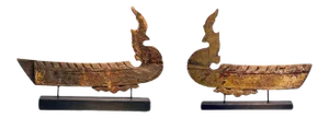 Two Antique Hong Bird Roof Carvings from Thailand - Pair