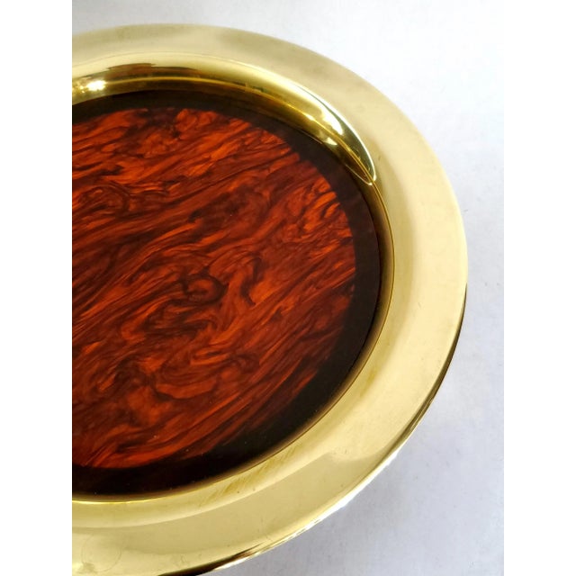 Metal Tray Lucite Tortoise Shell & Brass For Sale - Image 7 of 11