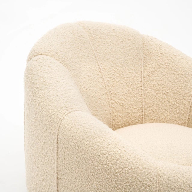 Cream Round Modernist Style Pair of Armchairs For Sale - Image 8 of 10