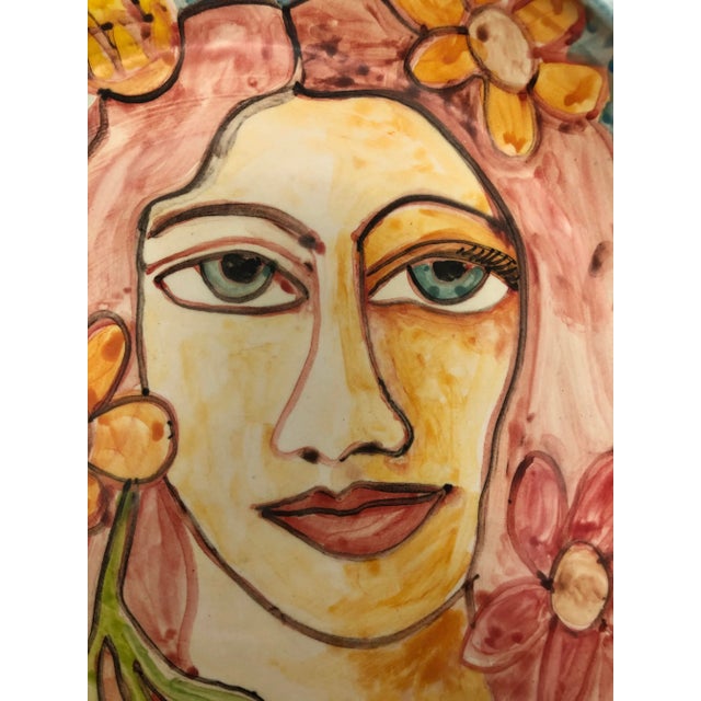 Hand painted ceramic bowl, the item is painted with glaze and can be used as a functional item if desired, not just...