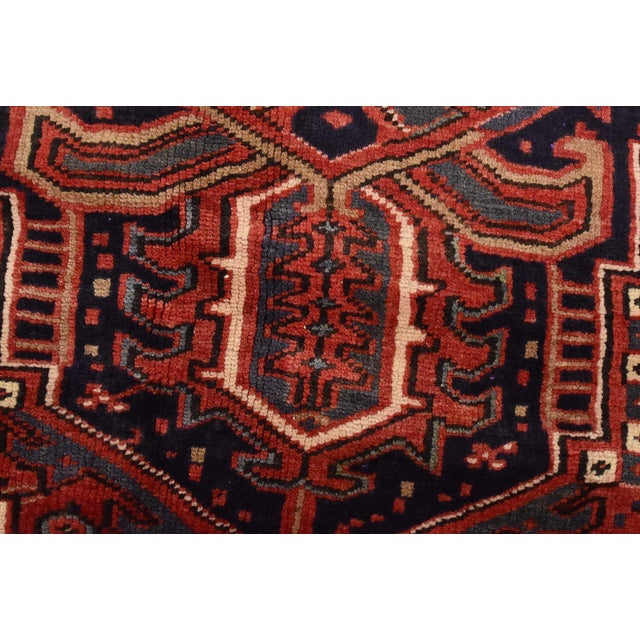 1980s Heriz Rug 9'8'' X 13'1'' Red Wool Vintage Tribal Hand-Knotted Oriental Carpet For Sale - Image 5 of 15