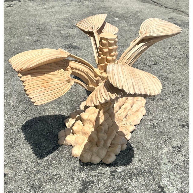 Late 20th Century Vintage Boho Carved Palm Tree Dining Table For Sale - Image 5 of 12