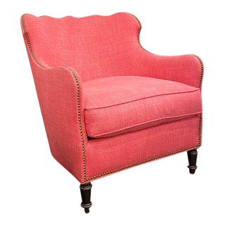 Jayson Home Scalloped Pink Upholstered Chair For Sale