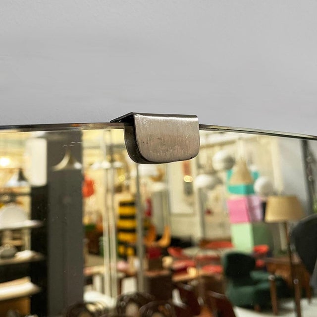 Mid-Century Modern Italian Geometric Wall Mirror in Brass and Wood, 1950s For Sale - Image 4 of 13