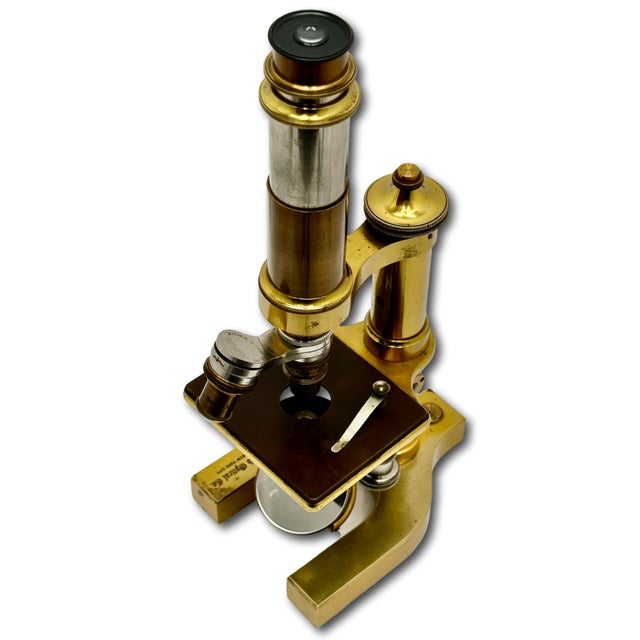 Fine Quality Authentic Antique Solid Brass Doctors Microscope by Bausch & Lomb Optical Co. New York Circa 1894 For Sale - Image 10 of 18