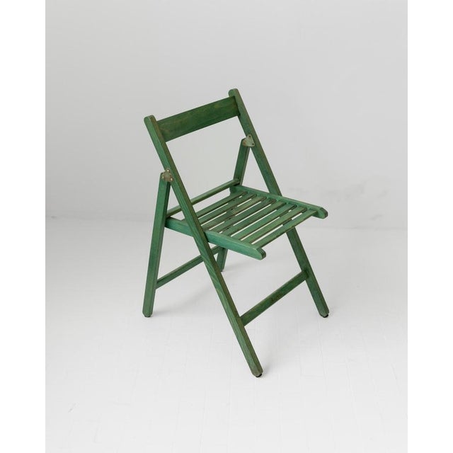 Wood Vintage Green Wooden Folding Chair from Realpina, Italy, 1970s For Sale - Image 7 of 11