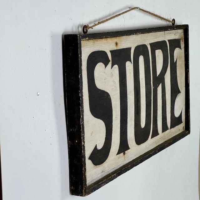 Late 19th Century Antique Hand Painted Bold "Store" Wood Trade Sign For Sale In New York - Image 6 of 15