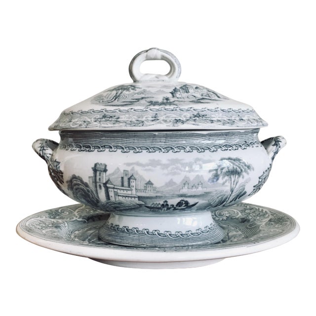 “Rhine” Pattern Ironstone China Tureen C. 1840 For Sale