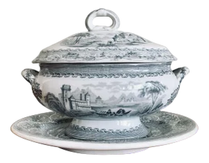 “Rhine” Pattern Ironstone China Tureen C. 1840