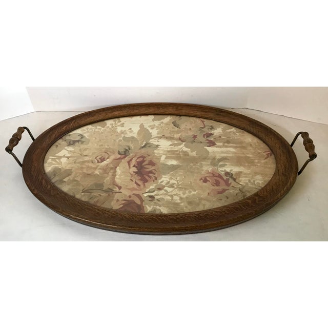 Vintage Wood and Glass Serving Tray With Brass Handles Chairish