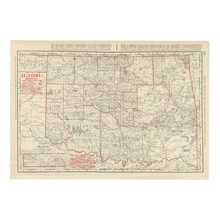 Antique Map of Oklahoma and Indian Territory before Statehood, 1899 For Sale