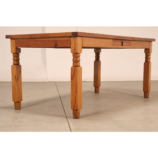 Mexican Pine Vintage Rustic One Drawer Writing or Dining Table For Sale In Philadelphia - Image 6 of 18