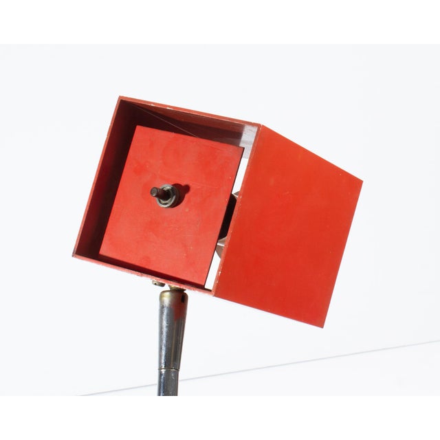 Mid 20th Century Mid 20th Century Chrome Red Box Shade Floor Lamp by Robert Sonneman for George Kovacs For Sale - Image 5 of 9