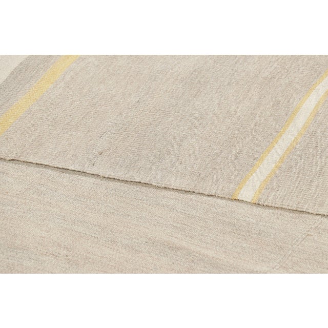 Textile Rug & Kilim’s Contemporary Kilim With Textural Taupe, Cream and Gold Stripes For Sale - Image 7 of 7