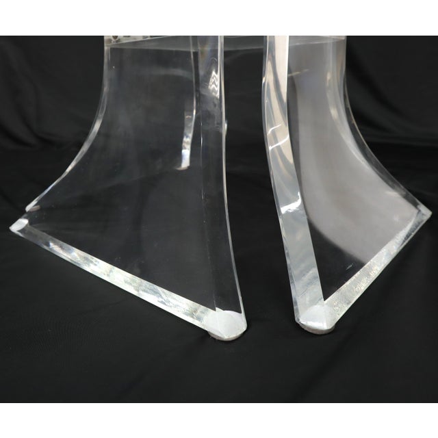Set of 4 Lucite Dining Chairs Square Dining Table on Single Pedestal Base For Sale - Image 9 of 18