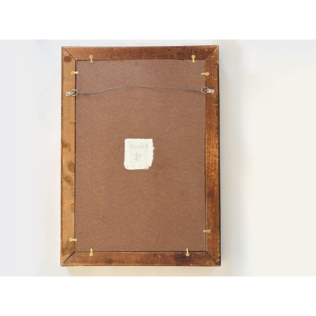 “Fervor” Red Abstract Art in Antique Frame, Transitional Living Room Art by JTS For Sale - Image 11 of 11