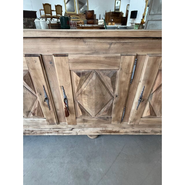 18th Century French Louis XIII Style Diamond Shape Solid Walnut Bleached Sideboard / Buffet. For Sale - Image 4 of 12