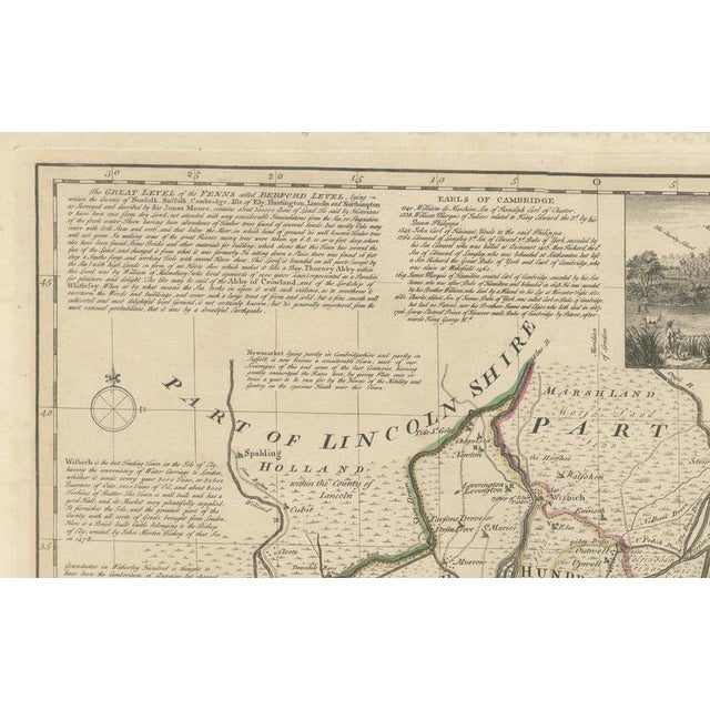 Copper Large Antique Map of Cambridgeshire by Emanuel Bowen, 1760 For Sale - Image 8 of 11