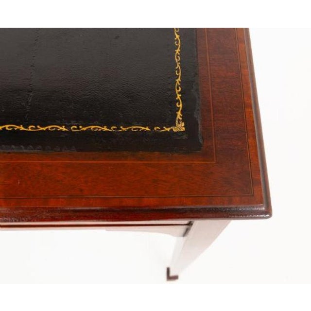 Sheraton Revival Mahogany Inlaid Writing Table. Circa 1890 This Writing Table Stands Upon Elegant Tapered Legs with Spade...