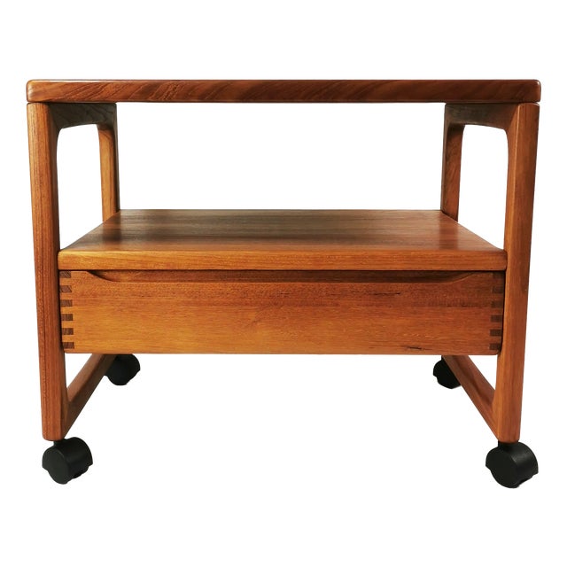 Mid-Century Teak Serving Bar Cart from BR Mobler attributed to Peter Brink, Denmark, 1960s For Sale