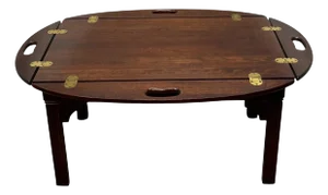 Vintage Traditional Chippendale Style Mahogany Butler’s Tray Coffee Table