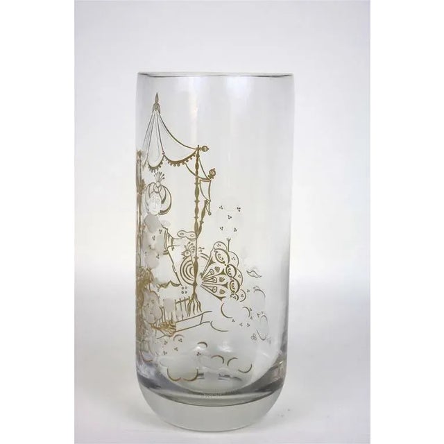 Mid-Century Modern Mid-Century Bjorn Wiinblad Crystal Vase 22K etched 'Commedia" Design- signed For Sale - Image 3 of 11