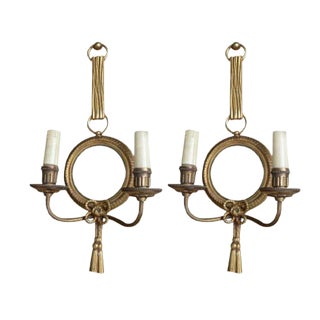 Gilt Bronze Wall Sconces by Henry Petitot for Atelier Petitot, 1950s, Set of 2 For Sale