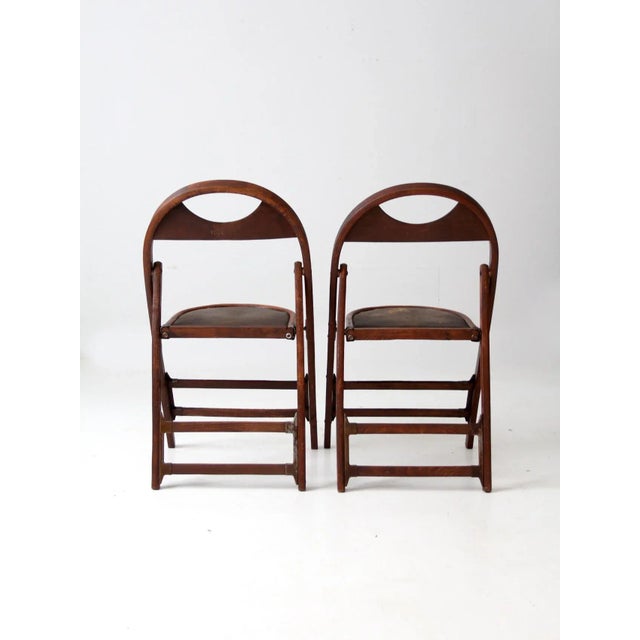 Antique Wooden Folding Chairs Pair For Sale - Image 4 of 13