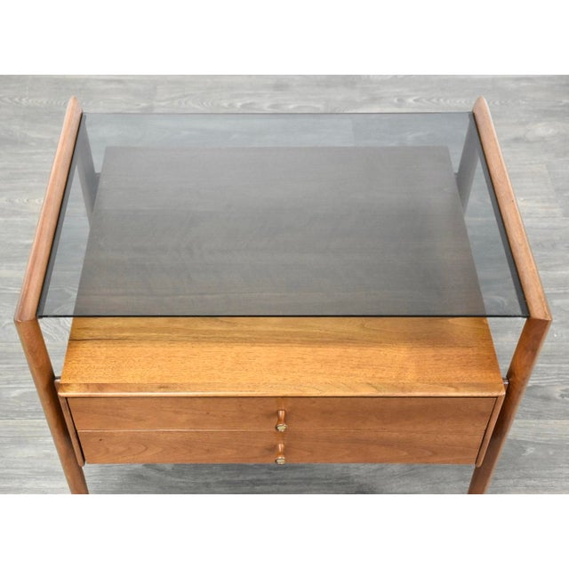 Drexel Parallel 1960s Refinished Barney Flagg for Drexel Parallel Walnut Nightstand For Sale - Image 4 of 7