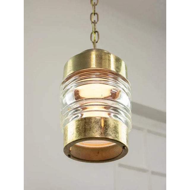 Vintage Italian Brass and Glass Lantern Pendant Lamp, 1960s For Sale - Image 9 of 18
