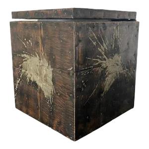 Brutalist Metal Patchwork Box with Insert Paul Evans