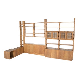 Large Bookshelf with Bench attributed to Guiseppe Rivadossi for Officina Rivadossi, Italy, 1970 For Sale